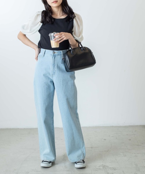 WEGO（ウィゴー）の「WEGO/袖ボリュームプルオーバー（Tシャツ/カットソー・レディース・ホワイト/ブラック/ブルー系その他・FREE）」の8枚目の写真