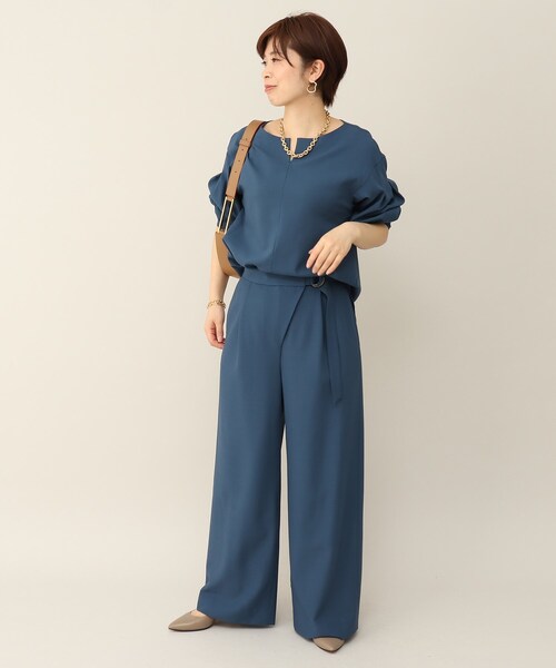 UNTITLED（アンタイトル）の「◆【SETUP】ドライタッチ キーネックブラウス＜洗える／通勤＞（シャツ/ブラウス・レディース・チャコール/ブルー/ベージュ系9/カーキ系3・44/48/00/02/04）」の20枚目の写真