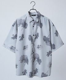 Naive magic | 【a】とろみシルクタッチポリエステル 総柄半袖ビッグシャツ/ルーズシルエットシャツ(シャツ/ブラウス)