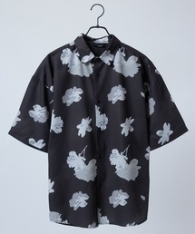 Naive magic（ナイーブマジック）の「【a】とろみシルクタッチポリエステル 総柄半袖ビッグシャツ/ルーズシルエットシャツ（シャツ/ブラウス）」