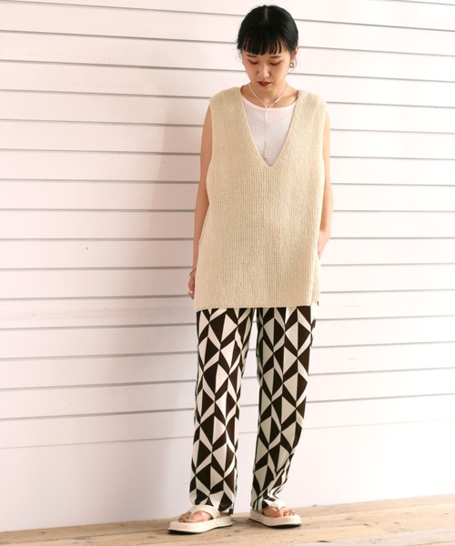 cepo（セポ）の「キカガク柄タックイージーパンツ（その他パンツ・レディース・ネイビー/ブラウン・M）」の3枚目の写真