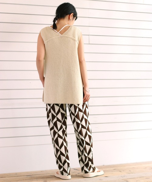 cepo（セポ）の「キカガク柄タックイージーパンツ（その他パンツ・レディース・ネイビー/ブラウン・M）」の5枚目の写真