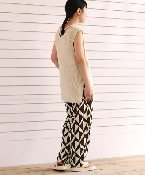 cepo（セポ）の「キカガク柄タックイージーパンツ（その他パンツ・レディース・ネイビー/ブラウン・M）」の4枚目の写真