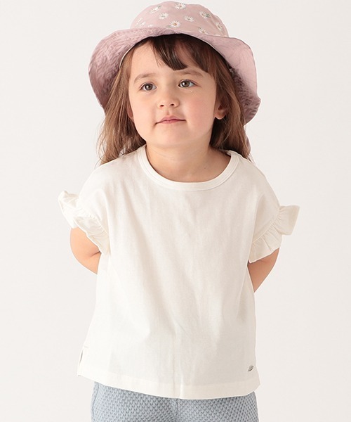 petit main（プティマイン）の「袖フリルTシャツ（Tシャツ/カットソー・キッズ・ベージュ/キャメル/エメラルド/ラベンダー/キナリ・80ｃｍ/90cm/100cm/110cm/120cm/130cm）」の2枚目の写真