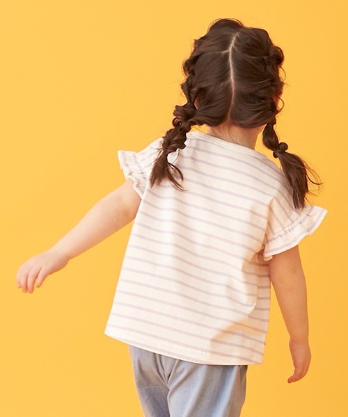 petit main（プティマイン）の「袖フリルTシャツ（Tシャツ/カットソー・キッズ・ベージュ/キャメル/エメラルド/ラベンダー/キナリ・80ｃｍ/90cm/100cm/110cm/120cm/130cm）」の12枚目の写真