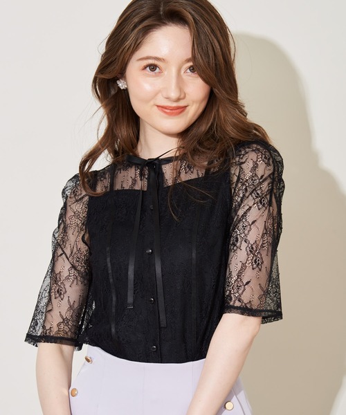 NOELA(ノエラ)の「2WAYレーストップス(シャツ/ブラウス・レディース・ブラック/ベージュ/オフホワイト・フリー)」の3枚目の写真