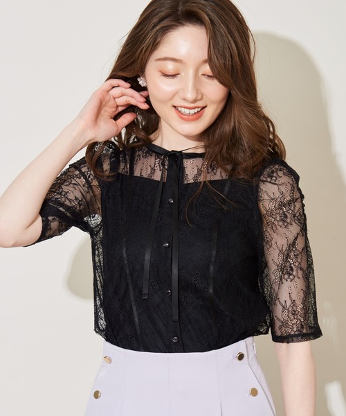 NOELA(ノエラ)の「2WAYレーストップス(シャツ/ブラウス・レディース・ブラック/ベージュ/オフホワイト・フリー)」の7枚目の写真