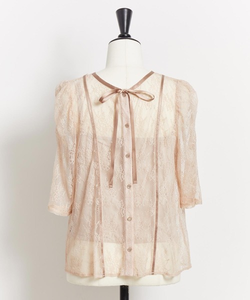 NOELA(ノエラ)の「2WAYレーストップス(シャツ/ブラウス・レディース・ブラック/ベージュ/オフホワイト・フリー)」の19枚目の写真