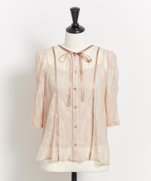 NOELA(ノエラ)の「2WAYレーストップス(シャツ/ブラウス・レディース・ブラック/ベージュ/オフホワイト・フリー)」の20枚目の写真