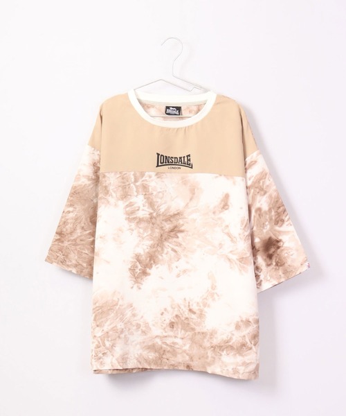 LONSDALE（ロンズデール）の「LONSDALE オーバーサイズ タイダイ 切替 バックプリント Tシャツ 男女兼用（Tシャツ/カットソー・メンズ・ブラック/ベージュ/ブラウン/ブルー・M/LL/S/L）」の9枚目の写真