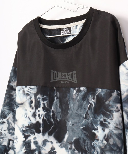 LONSDALE（ロンズデール）の「LONSDALE オーバーサイズ タイダイ 切替 バックプリント Tシャツ 男女兼用（Tシャツ/カットソー・メンズ・ブラック/ベージュ/ブラウン/ブルー・M/LL/S/L）」の13枚目の写真