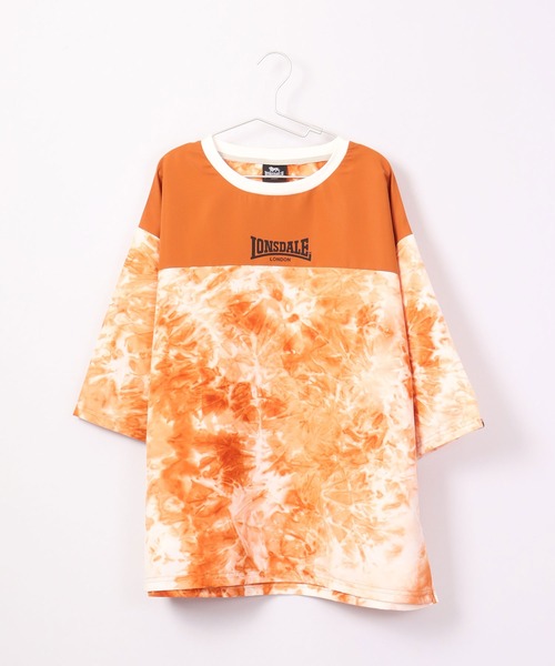 LONSDALE（ロンズデール）の「LONSDALE オーバーサイズ タイダイ 切替 バックプリント Tシャツ 男女兼用（Tシャツ/カットソー・メンズ・ブラック/ベージュ/ブラウン/ブルー・M/LL/S/L）」の7枚目の写真