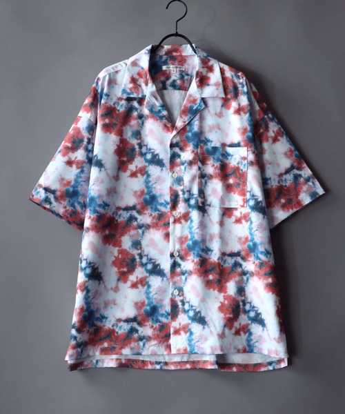 SITRY（シトリー）の「Oversize Drop shoulder open color print shirt/オーバーサイズ ドロップショルダー オープンカラー プリント 半袖シャツ（シャツ/ブラウス・メンズ・ホワイト/ブラック/ネイビー/レッド/ホワイト系その他/ブラック系その他・M/L）」の2枚目の写真