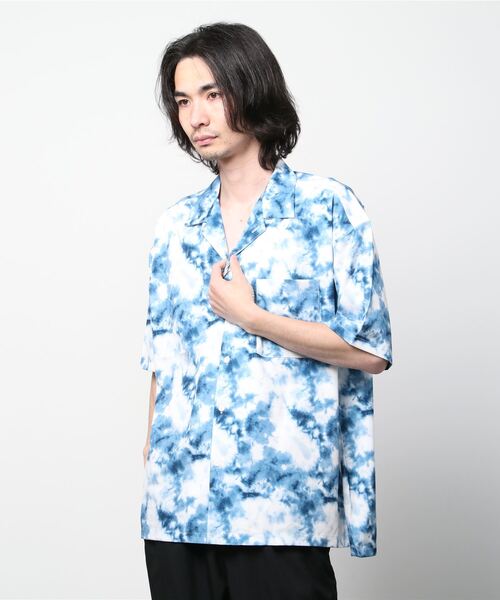 SITRY（シトリー）の「Oversize Drop shoulder open color print shirt/オーバーサイズ ドロップショルダー オープンカラー プリント 半袖シャツ（シャツ/ブラウス・メンズ・ホワイト/ブラック/ネイビー/レッド/ホワイト系その他/ブラック系その他・M/L）」の19枚目の写真