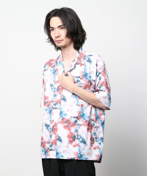 SITRY（シトリー）の「Oversize Drop shoulder open color print shirt/オーバーサイズ ドロップショルダー オープンカラー プリント 半袖シャツ（シャツ/ブラウス・メンズ・ホワイト/ブラック/ネイビー/レッド/ホワイト系その他/ブラック系その他・M/L）」の20枚目の写真