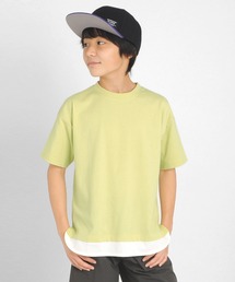 天竺・ドロップショルダーレイヤード半袖Tシャツ