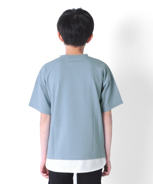 GLAZOS(グラソス)の「天竺・ドロップショルダーレイヤード半袖Tシャツ(Tシャツ/カットソー・キッズ・ライトグレー/ライム/ブルー/ブラック・170cm/130cm/150cm/140cm/160cm)」の15枚目の写真