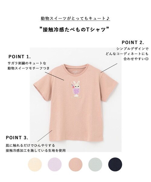 ANY(エニィ)の「接触冷感たべものTシャツ(Tシャツ/カットソー・キッズ・ライトグリーン系/ネイビー系/ライラック系/ライトイエロー系/ピンク系・90/100/110/120/130)」の6枚目の写真