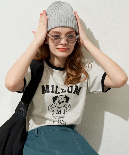 MERLOT（メルロー）の「レトロな雰囲気が可愛い　パグリンガーT（Tシャツ/カットソー・レディース・ブラック/ネイビー/テラコッタ・FREE）」の2枚目の写真