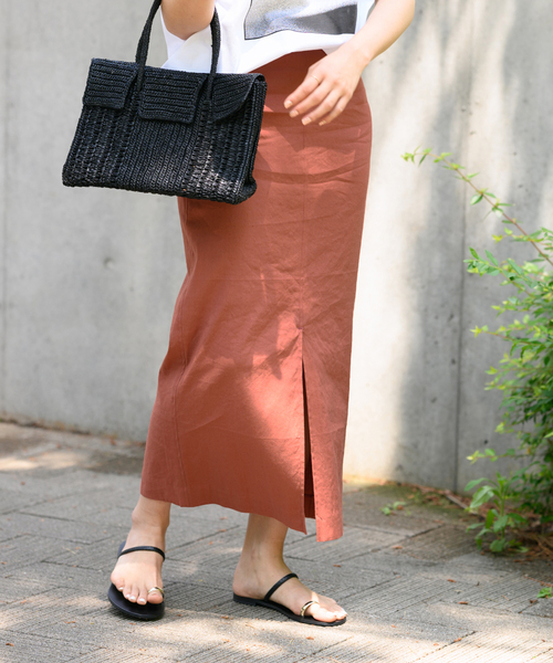 journal standard L'essage（ジャーナルスタンダードレサージュ）の「《追加》バイオリネンストレッチタイトスカート（スカート・レディース・レッド系その他/ブラック・38/36）」の15枚目の写真