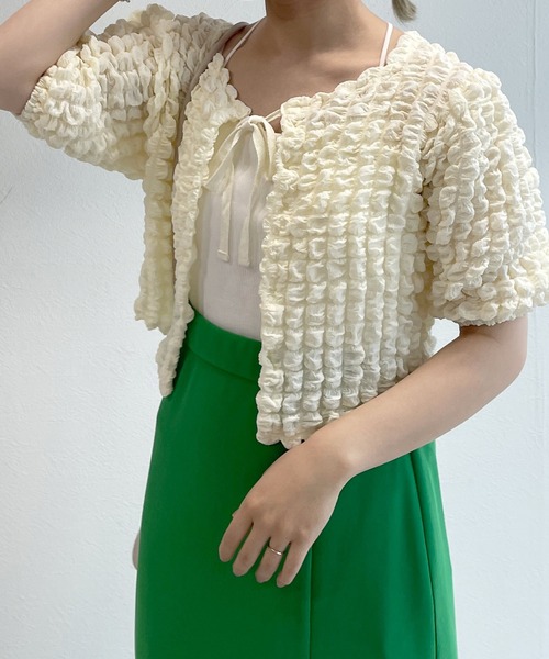 w closet(ダブルクローゼット)の「【2WAY】ポコポコリボンプルオーバー(シャツ/ブラウス・レディース・ブラック/ブラウン/アイボリー/サックスブルー系1・FREE)」の6枚目の写真