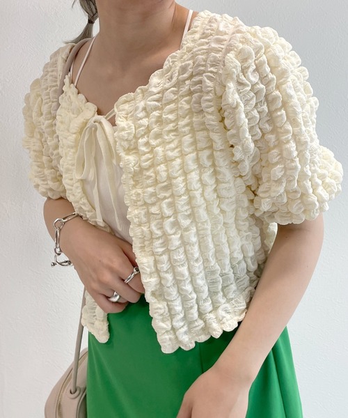 w closet(ダブルクローゼット)の「【2WAY】ポコポコリボンプルオーバー(シャツ/ブラウス・レディース・ブラック/ブラウン/アイボリー/サックスブルー系1・FREE)」の14枚目の写真