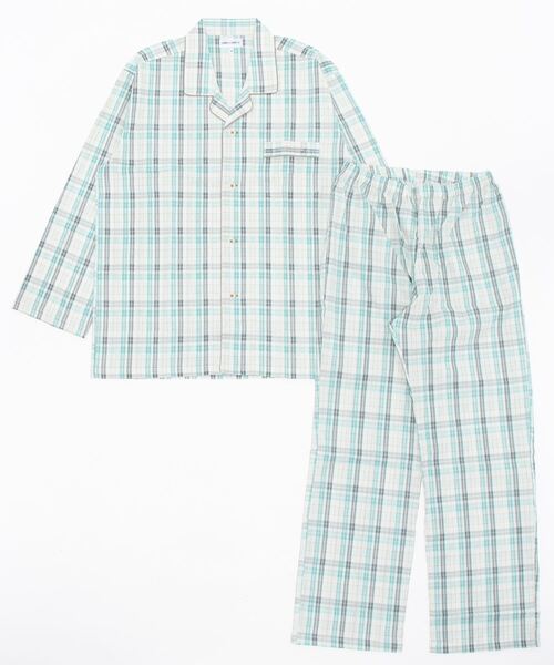 COMME CI COMME CA（コムシコムサ）の「COMME CI COMME CA/コムシコムサ　ルームウェア  綿100％ ファインクレープ　長袖長パンツ　セットアップ（ルームウェア/パジャマ・メンズ・グリーン/ブルー・LARGE/MEDIUM/X-LARGE）」の15枚目の写真