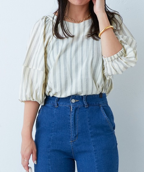 natural couture（ナチュラルクチュール）の「2022AWアイテム/WEB限定カラー有り/ランタンスリーブ2WAYブラウス（シャツ/ブラウス・レディース・オフホワイト/グリーン/モカ/その他1/その他2/ブラック・FREE）」の15枚目の写真