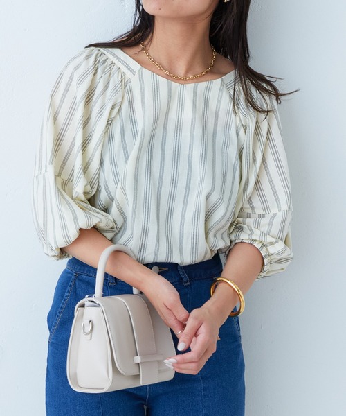 natural couture（ナチュラルクチュール）の「2022AWアイテム/WEB限定カラー有り/ランタンスリーブ2WAYブラウス（シャツ/ブラウス・レディース・オフホワイト/グリーン/モカ/その他1/その他2/ブラック・FREE）」の14枚目の写真
