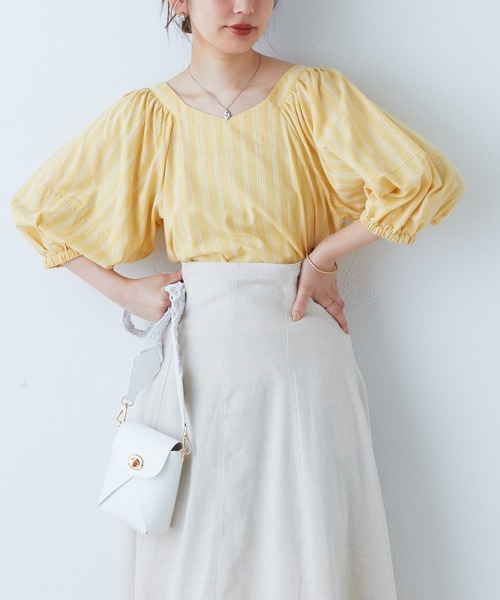 natural couture（ナチュラルクチュール）の「2022AWアイテム/WEB限定カラー有り/ランタンスリーブ2WAYブラウス（シャツ/ブラウス・レディース・オフホワイト/グリーン/モカ/その他1/その他2/ブラック・FREE）」の20枚目の写真
