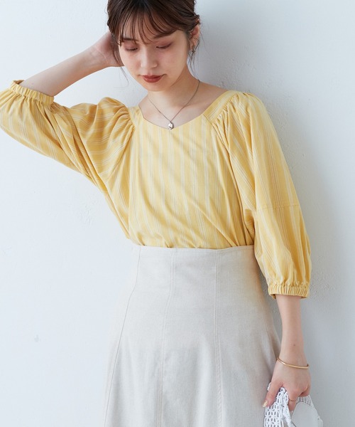 natural couture（ナチュラルクチュール）の「2022AWアイテム/WEB限定カラー有り/ランタンスリーブ2WAYブラウス（シャツ/ブラウス・レディース・オフホワイト/グリーン/モカ/その他1/その他2/ブラック・FREE）」の18枚目の写真