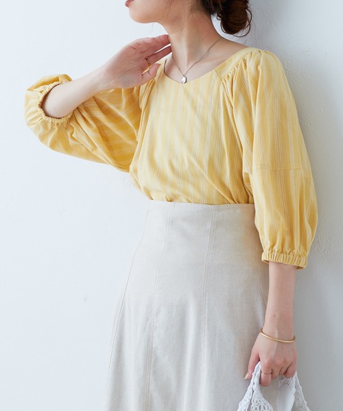 natural couture（ナチュラルクチュール）の「2022AWアイテム/WEB限定カラー有り/ランタンスリーブ2WAYブラウス（シャツ/ブラウス・レディース・オフホワイト/グリーン/モカ/その他1/その他2/ブラック・FREE）」の19枚目の写真