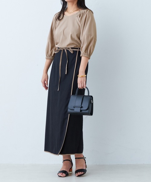 natural couture（ナチュラルクチュール）の「2022AWアイテム/WEB限定カラー有り/ランタンスリーブ2WAYブラウス（シャツ/ブラウス・レディース・オフホワイト/グリーン/モカ/その他1/その他2/ブラック・FREE）」の8枚目の写真