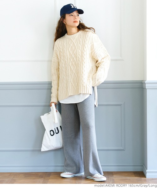 coca(coca)(コカ)の「スムースニットストレートパンツ(その他パンツ・レディース・ブラック/グレー/ブラウン/ネイビー/ベージュ/カーキ/チャコール・SHORT/LONG)」の11枚目の写真