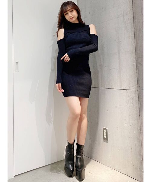 GYDA タイトワンピース GYDA ワンピース GYGYジャカードタイトニットワンピース