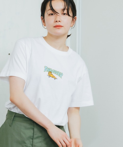 THRASHER(スラッシャー)の「THRASHER×GARFIELD/スラッシャー×ガーフィールド GARFIELD emb. ガーフィールド 半袖Tシャツ(Tシャツ/カットソー・メンズ・ホワイト/ブルー/ブラック・M/XL/L)」の3枚目の写真