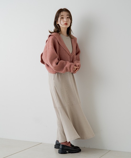 Kastane(カスタネ)の「【2022AWアイテム/WEB限定】襟付きクロップドカーディガン(カーディガン/ボレロ・レディース・ホワイト/ブラウン/ピンク/アイボリー・FREE)」の5枚目の写真