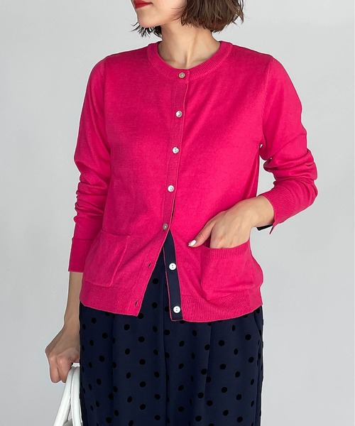PICCIN（ピッチン）の「シェルボタンバイカラーカーディガン（カーディガン/ボレロ・レディース・ホワイト/ブラック/グレー/ブルー/サーモンピンク・M）」の5枚目の写真