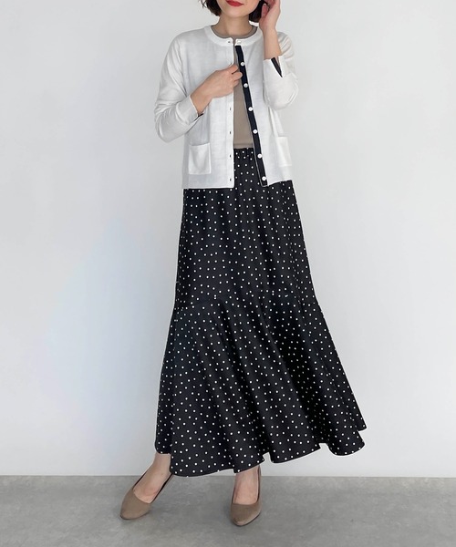 PICCIN（ピッチン）の「シェルボタンバイカラーカーディガン（カーディガン/ボレロ・レディース・ホワイト/ブラック/グレー/ブルー/サーモンピンク・M）」の13枚目の写真