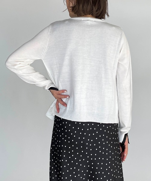 PICCIN（ピッチン）の「シェルボタンバイカラーカーディガン（カーディガン/ボレロ・レディース・ホワイト/ブラック/グレー/ブルー/サーモンピンク・M）」の8枚目の写真