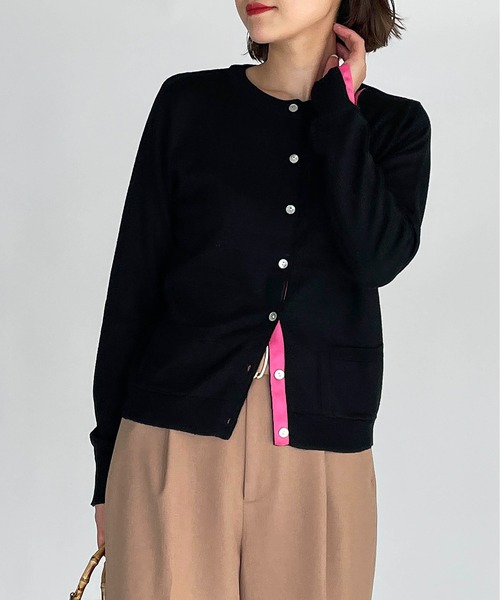 PICCIN（ピッチン）の「シェルボタンバイカラーカーディガン（カーディガン/ボレロ・レディース・ホワイト/ブラック/グレー/ブルー/サーモンピンク・M）」の17枚目の写真