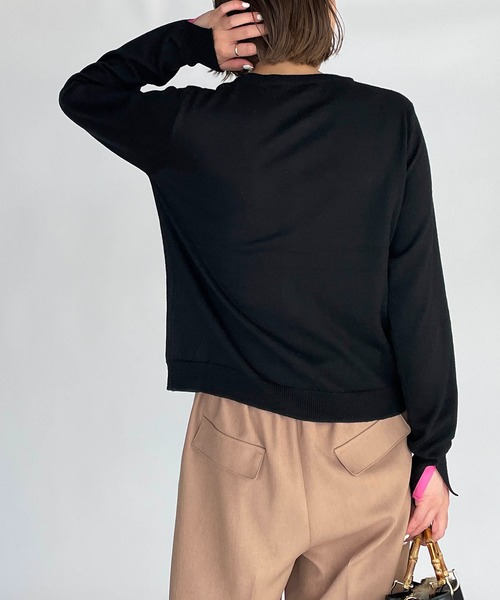 PICCIN（ピッチン）の「シェルボタンバイカラーカーディガン（カーディガン/ボレロ・レディース・ホワイト/ブラック/グレー/ブルー/サーモンピンク・M）」の20枚目の写真