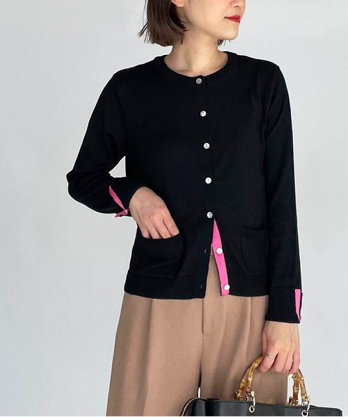 PICCIN（ピッチン）の「シェルボタンバイカラーカーディガン（カーディガン/ボレロ・レディース・ホワイト/ブラック/グレー/ブルー/サーモンピンク・M）」の15枚目の写真