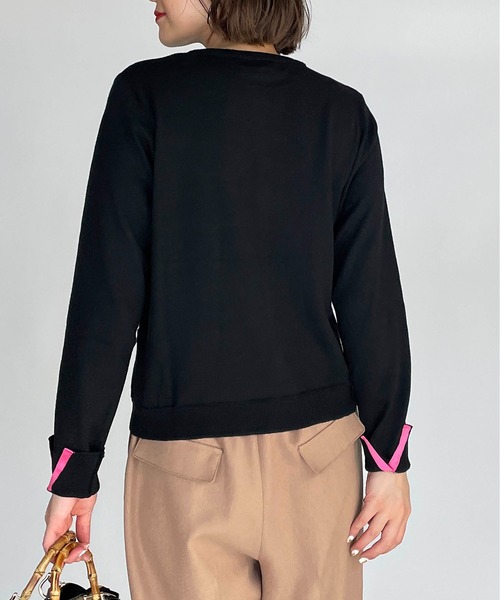 PICCIN（ピッチン）の「シェルボタンバイカラーカーディガン（カーディガン/ボレロ・レディース・ホワイト/ブラック/グレー/ブルー/サーモンピンク・M）」の16枚目の写真