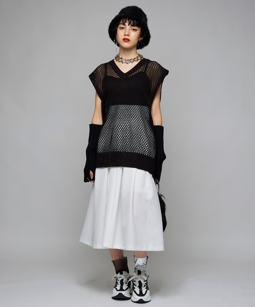 Narcissus（ナルシス）の「【Narcissus】タックフレアスカート（スカート・レディース・ブラック/ホワイト・FREE）」の12枚目の写真