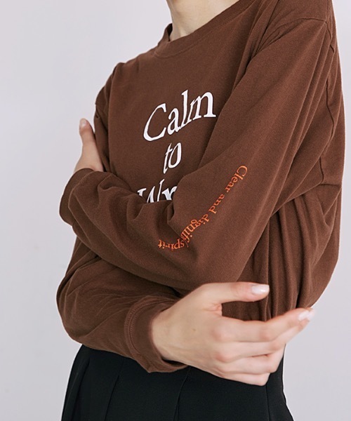 EMMA LIMBER(エマリンバー)の「Calm Long Sleeve T-shirt(カームスリーブロングTシャツ)(Tシャツ/カットソー・レディース・オフホワイト/ブラウン・FREE)」の13枚目の写真