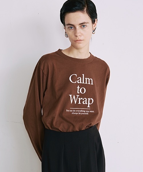 EMMA LIMBER(エマリンバー)の「Calm Long Sleeve T-shirt(カームスリーブロングTシャツ)(Tシャツ/カットソー・レディース・オフホワイト/ブラウン・FREE)」の8枚目の写真