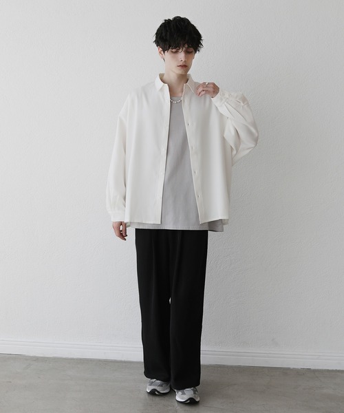 ASTRONOMY（アストロノミー）の「ドルマン長袖シャツ ＆ バギータックワイドスラックス（セットアップ・メンズ・ホワイト/ブラウン/ブルー/ホワイト系/チャコール/ブラック/グレー/ブラック系・S/XL/L/M）」の18枚目の写真