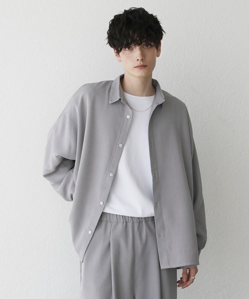 ASTRONOMY（アストロノミー）の「ドルマン長袖シャツ ＆ バギータックワイドスラックス（セットアップ・メンズ・ホワイト/ブラウン/ブルー/ホワイト系/チャコール/ブラック/グレー/ブラック系・S/XL/L/M）」の9枚目の写真