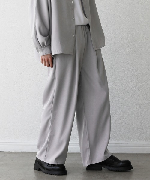 ASTRONOMY（アストロノミー）の「ドルマン長袖シャツ ＆ バギータックワイドスラックス（セットアップ・メンズ・ホワイト/ブラウン/ブルー/ホワイト系/チャコール/ブラック/グレー/ブラック系・S/XL/L/M）」の12枚目の写真